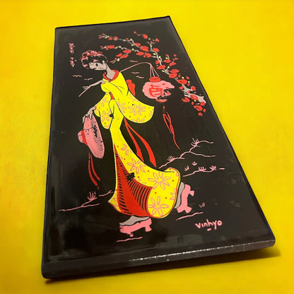 Vintage 1970s Chinese Woman Art Ceramic Tile