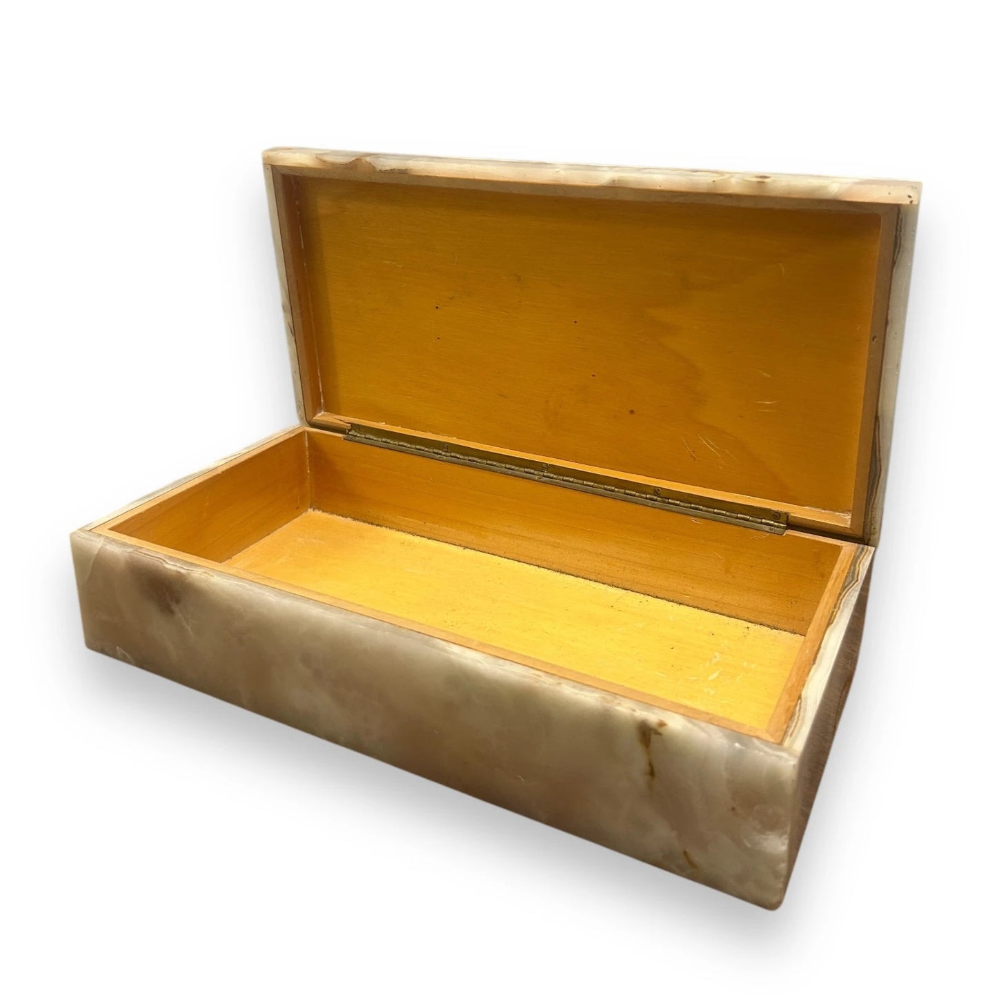 Vintage 1960s large onyx marble jewellery box