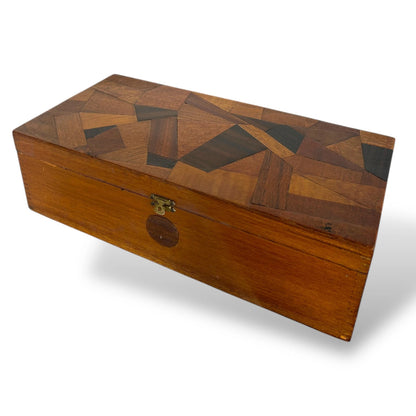 Antique French Carved Wood Marquetry Storage Box