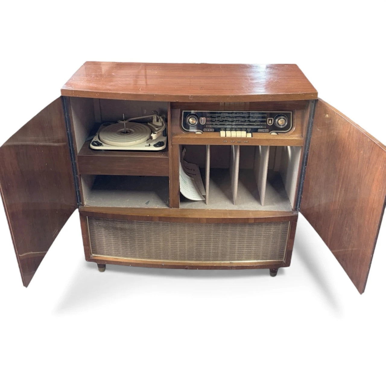 Vintage Bush Walnut Radiogram – 1950s Mid-Century Music Cabinet
