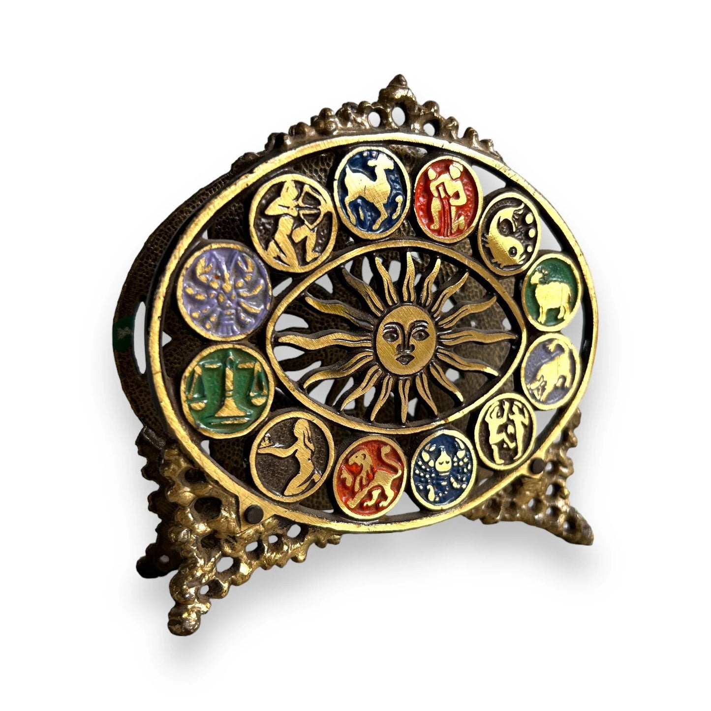 Mid century brass zodiac letter rack
