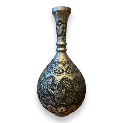 Vintage 1950s Persian Silver Copper Pair of Vases