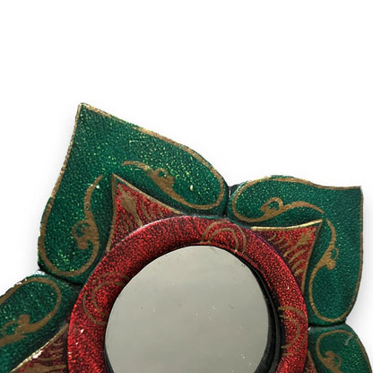 Mid Century Carved Wood Star Shaped Mirror