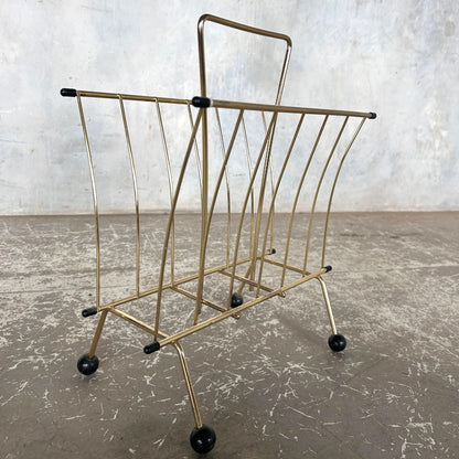 Mid Century Brass Atomic Magazine Rack