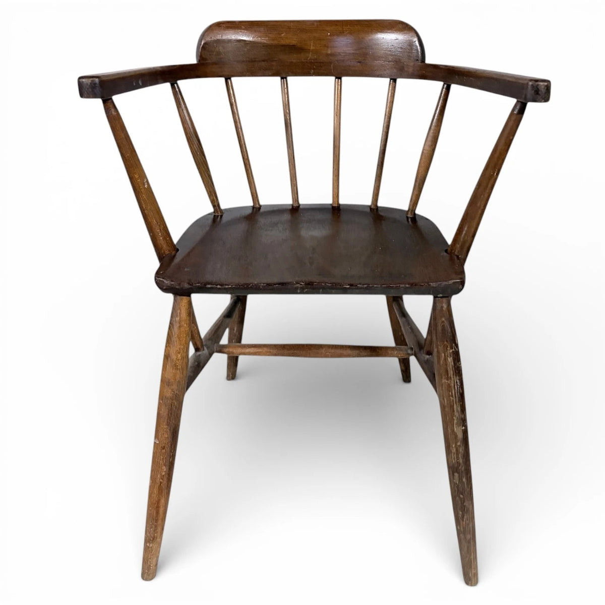 Vintage Oak Captain Chair - Classic Bentwood Dining Chair With Spindle Back Design