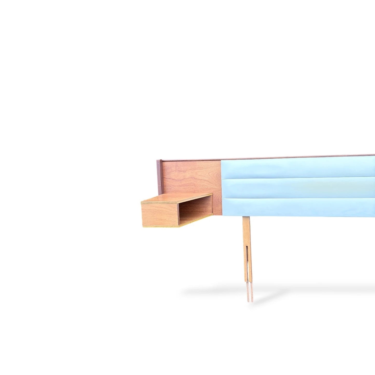 Mid-Century Teak Headboard with Floating Bedside Cabinets by Slumberland