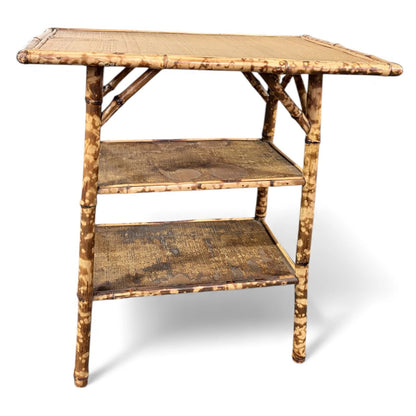Antique Tiger Bamboo Side Table – Late Victorian Anglo-Japanese Table
