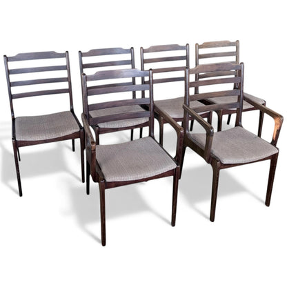 Rosewood Dining Chairs - Set of Six Mid Century Scandinavian Upholstered Seats