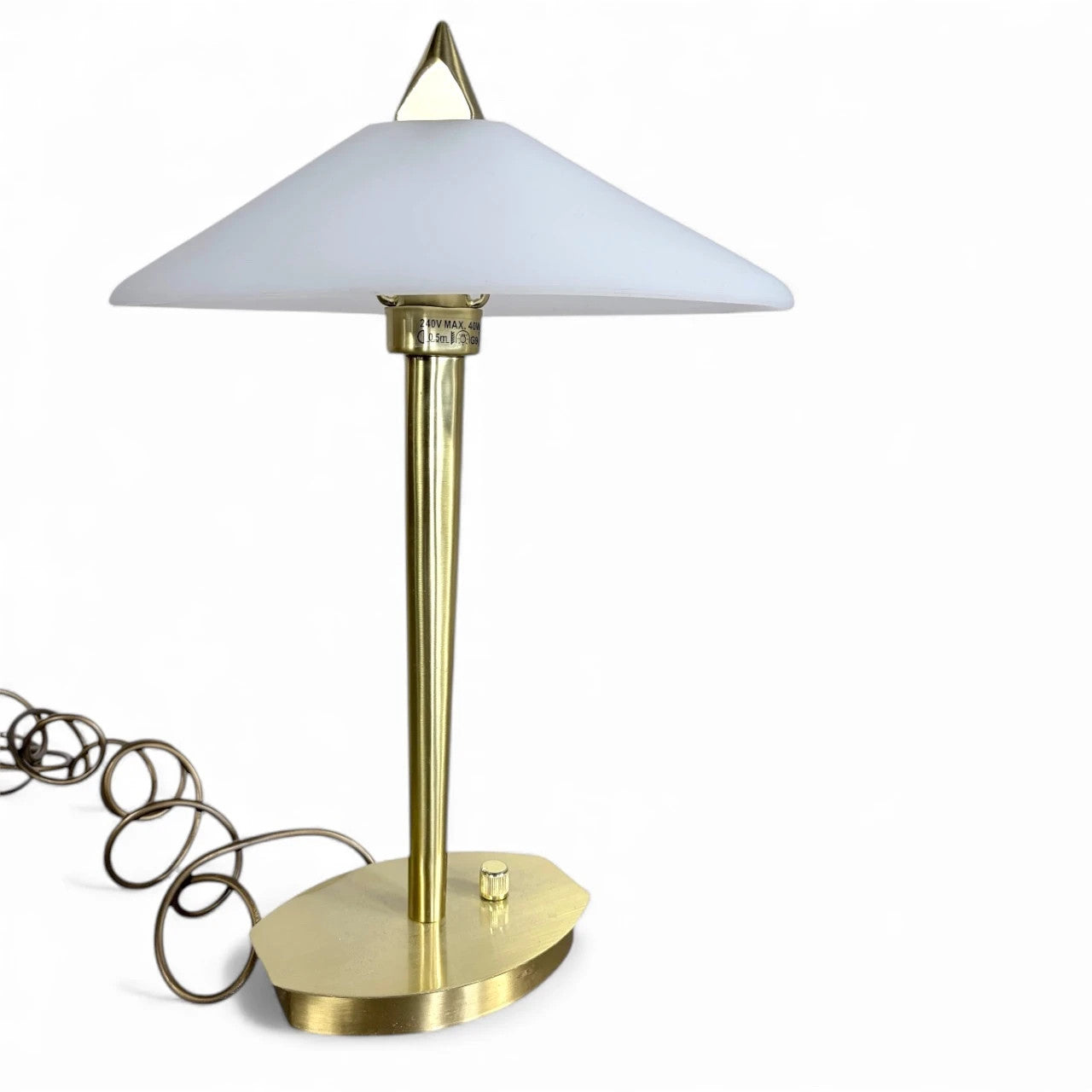 Vintage Brass & Frosted Glass Table Lamp – Postmodern Art Deco Revival
