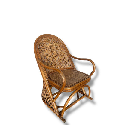 Mid Century Modern Bamboo and Rattan Farmhouse Lounge Armchair