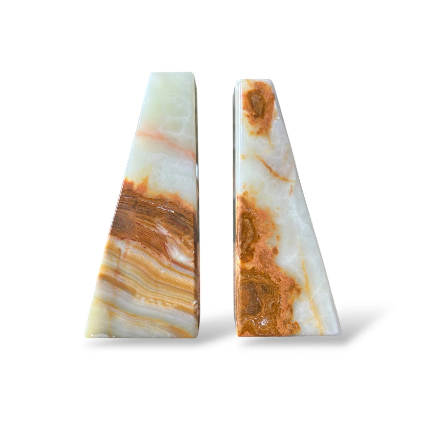 Vintage Onyx Stone Bookends – Mid Century Modern Geometric Book Ends