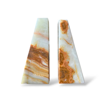 Vintage Onyx Stone Bookends – Mid Century Modern Geometric Book Ends