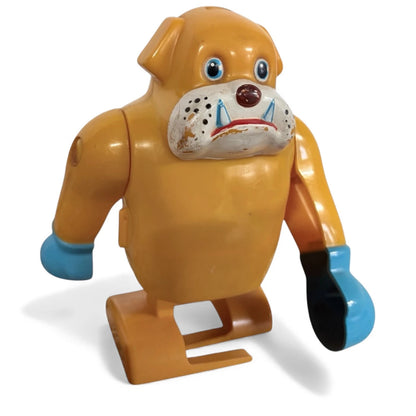 Vintage Wind-Up Boxer Dog Toy – Retro Hong Kong Plastic Clockwork Toy