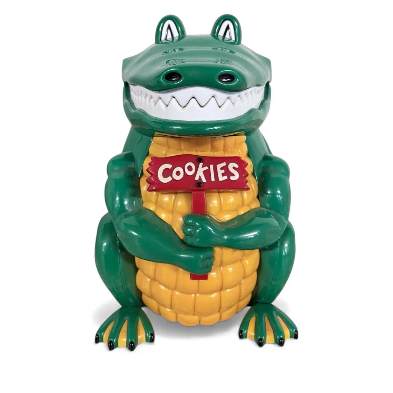 Vintage Crocodile Cookie Jar – Retro Green Alligator Kitchen Canister