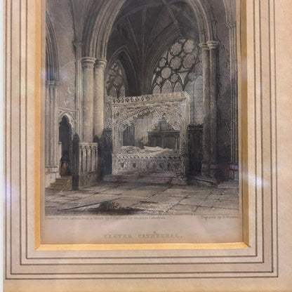 Vintage 1950s Exeter Church Framed Picture