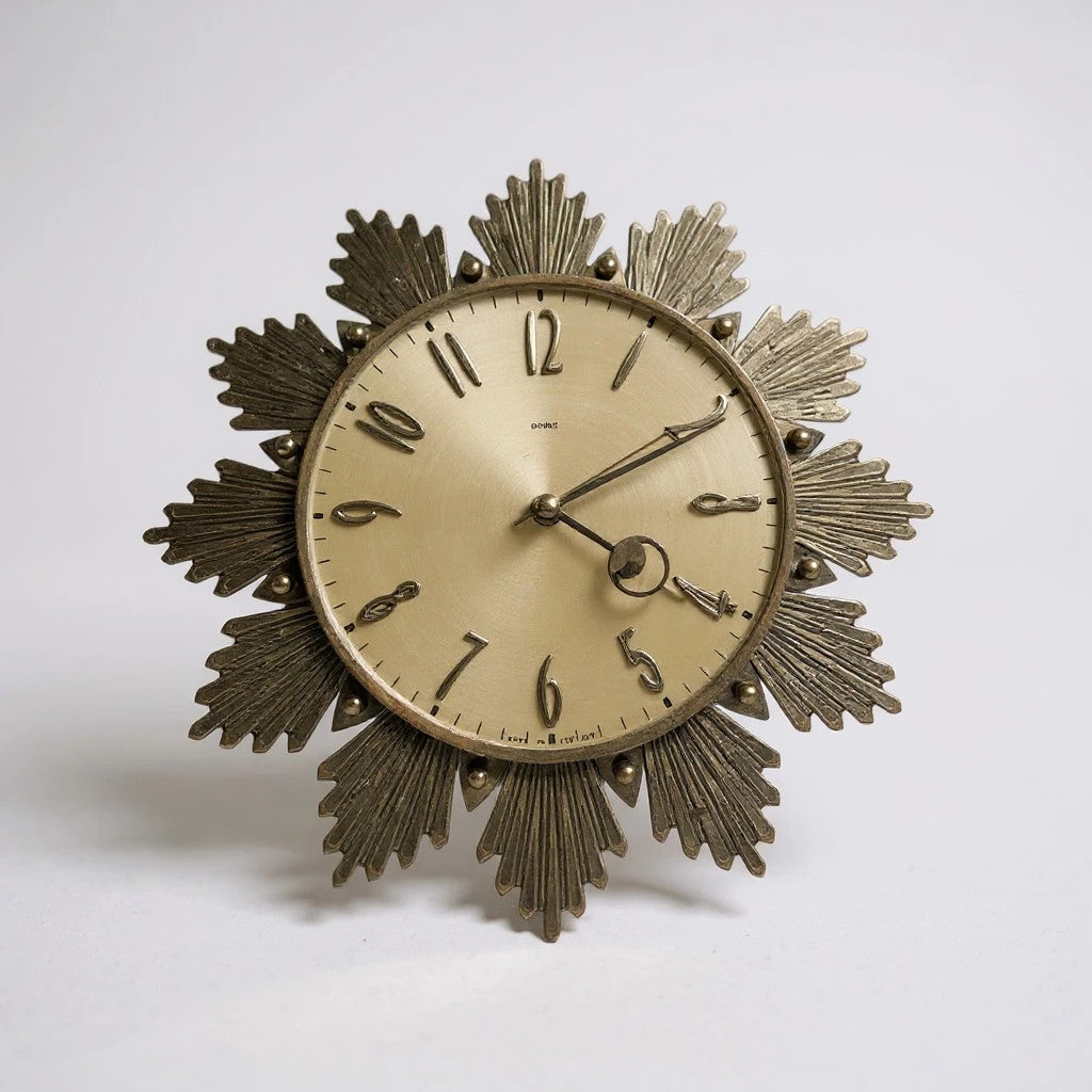 Vintage Metamec Sunburst Wall Clock – Mid Century Plug-In Electric Clock