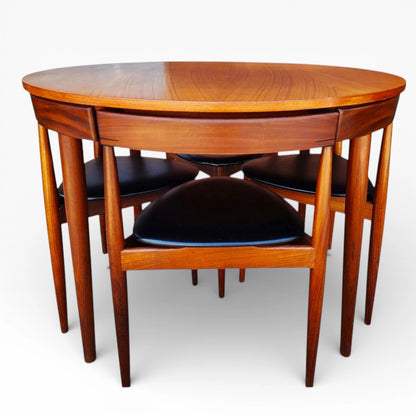 Danish Teak Dining Set | Hans Olsen Roundette Teak Round Table with Nesting Chairs