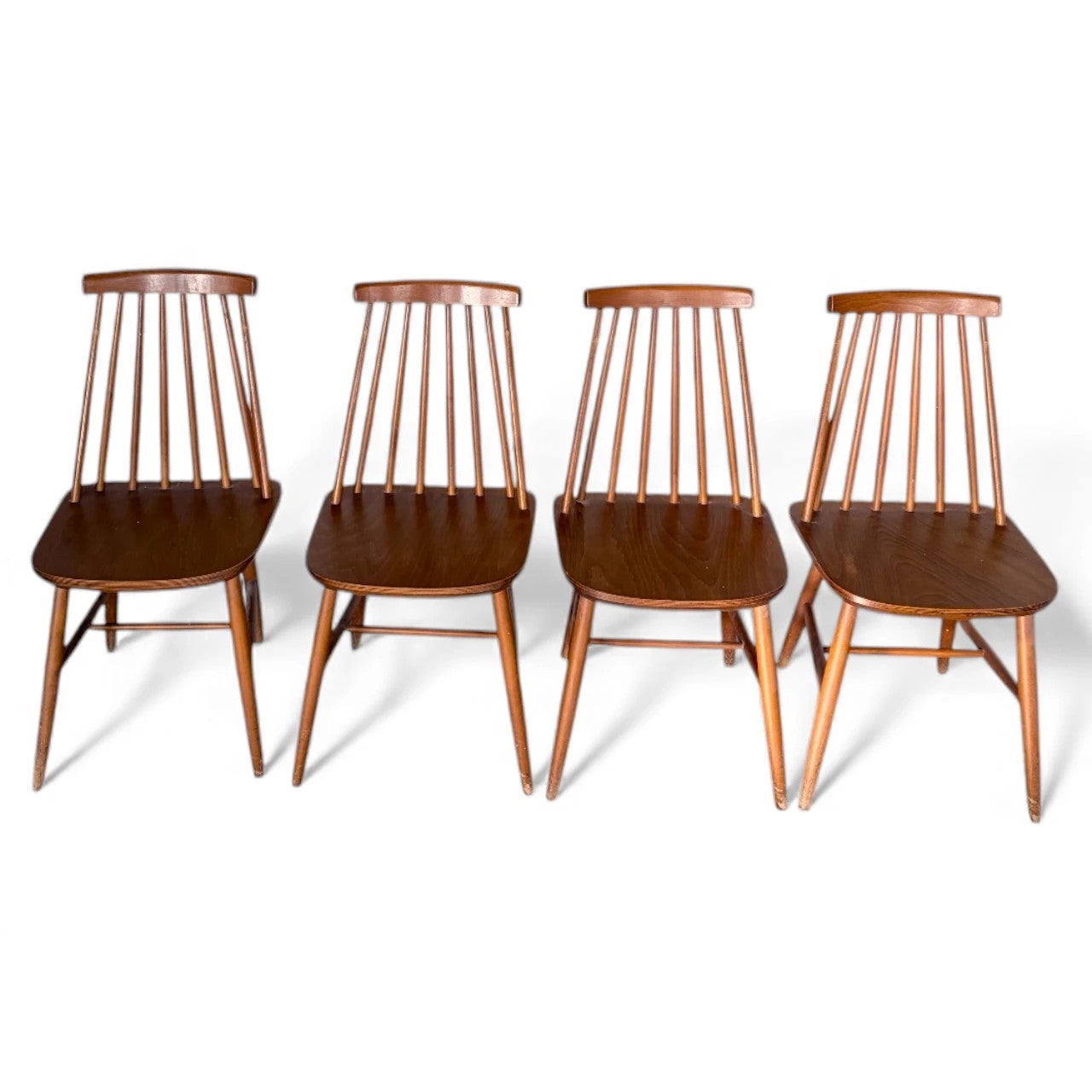 Set of 4 Danish Stickback Dining Chairs – Mid-Century