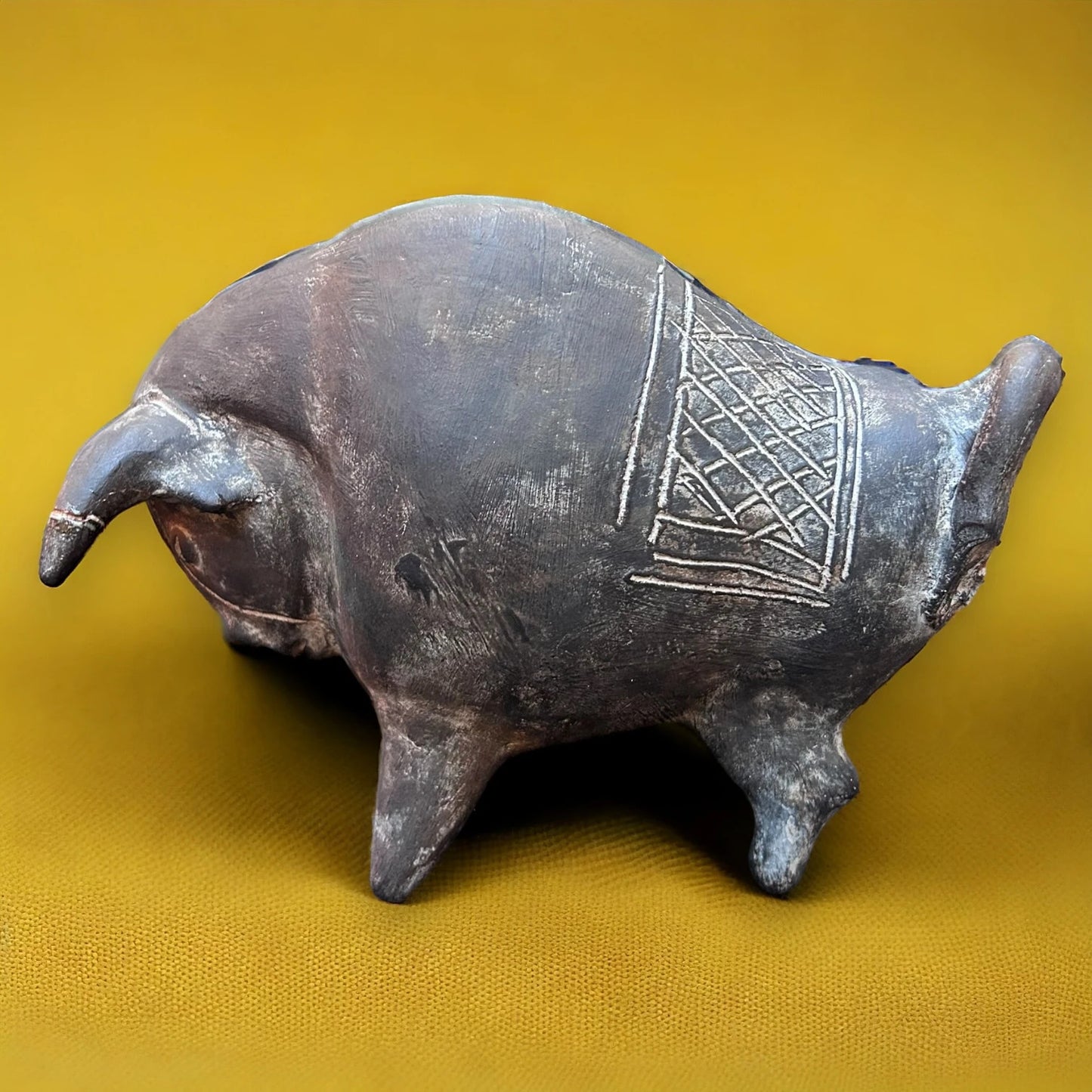 Vintage 1930s Terracotta Bull Statue