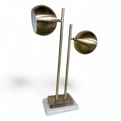 Vintage Brass Eyeball Lamp – Mid-Century Modern Dual Orb Table Lamp on Marble Base