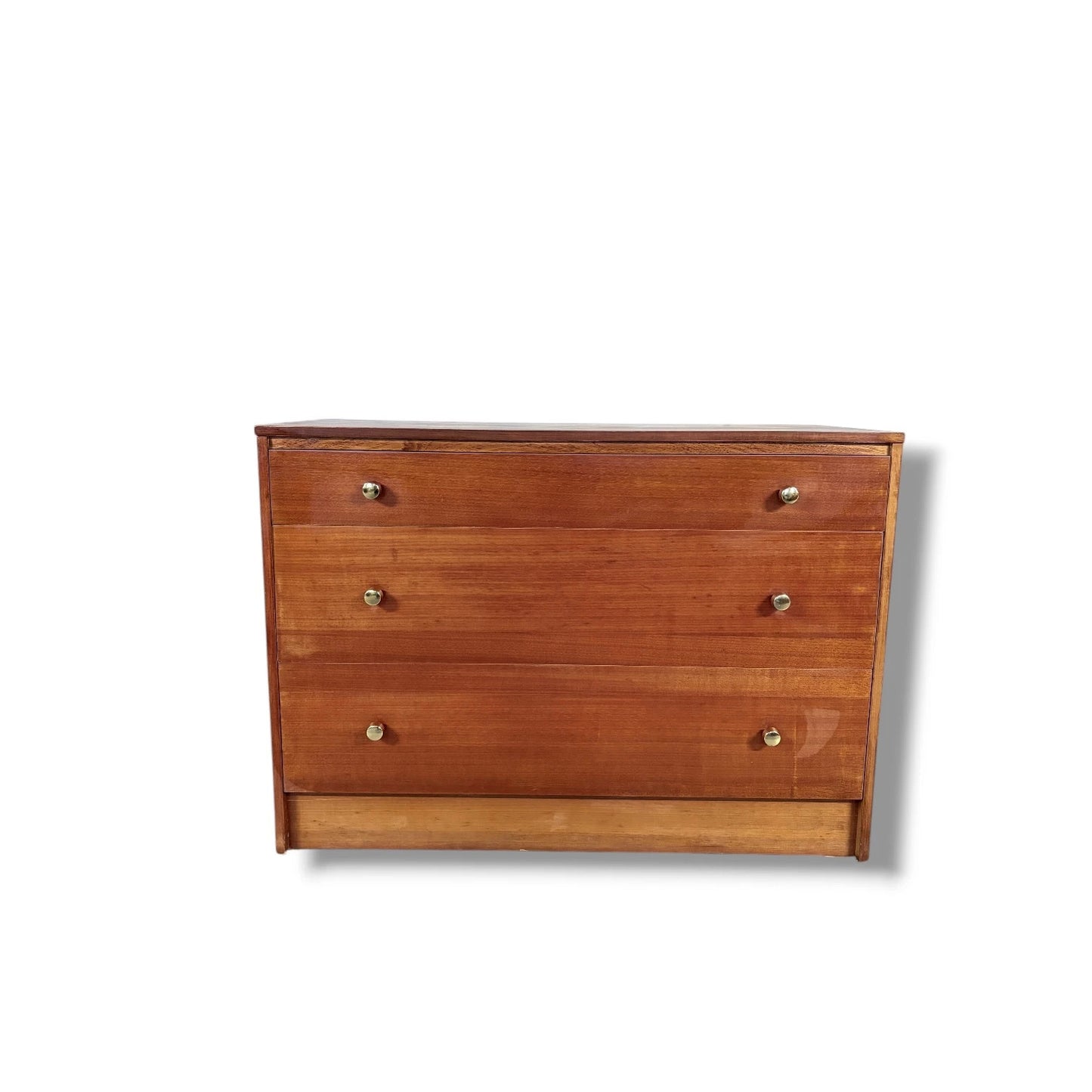 Vintage Easifit Teak Chest of Drawers – 1960s Mid-Century Modern Brass Handle Dresser