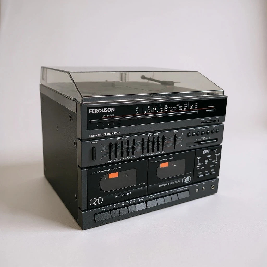 Vintage Record Player – 1980s Retro Hi-Fi System with Cassette Tape Deck & AM FM Radio