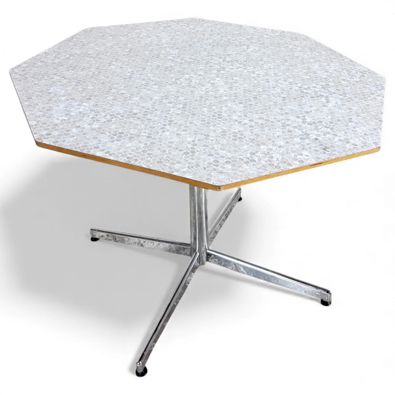 Mid Century Dining Table - Octagonal Formica Kitchen Table with Chrome Base