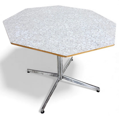 Mid Century Dining Table - Octagonal Formica Kitchen Table with Chrome Base