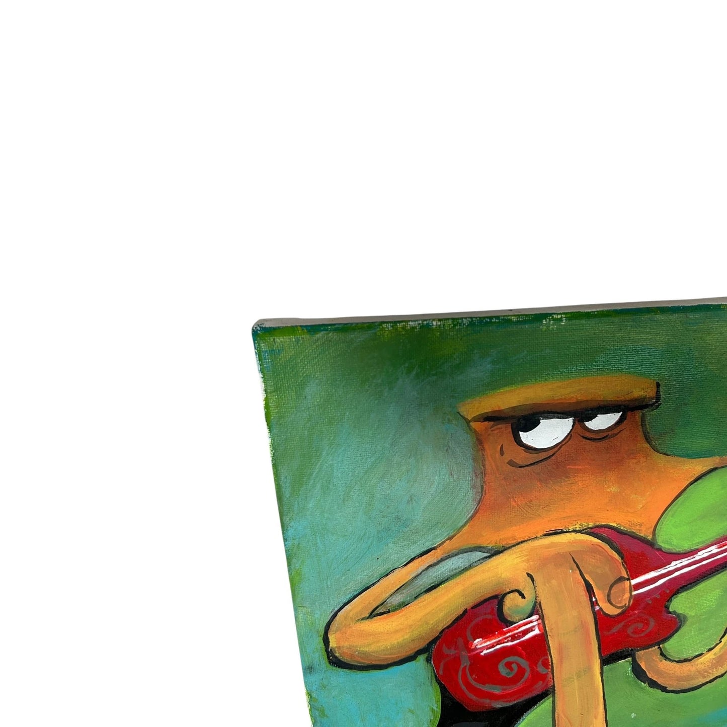 Surreal Pop Art Musician Painting | Vintage Outsider Art Canvas