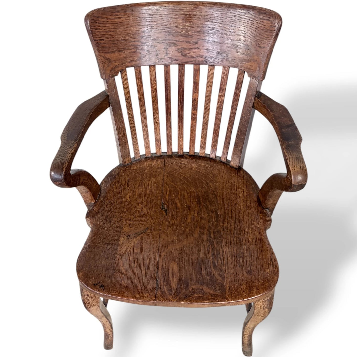Antique Oak Carver Chair – Solid Oak Armchair With Slatted Back For Dining — view 2