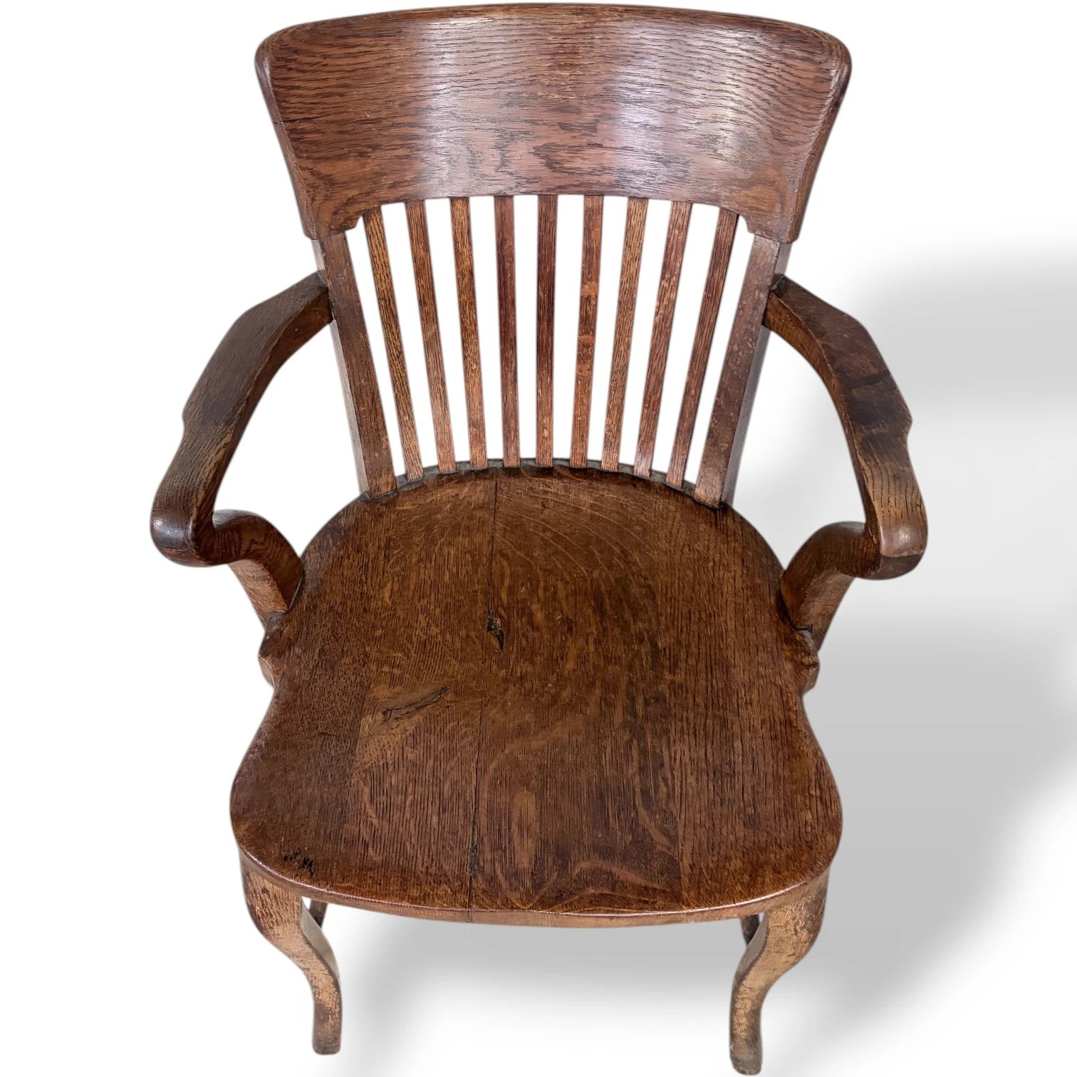 Antique Oak Carver Chair – Solid Oak Armchair With Slatted Back For Dining — view 2