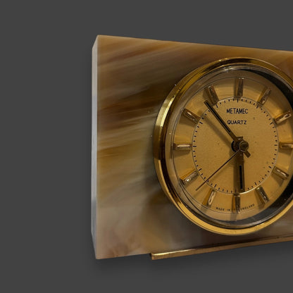 Mid Century Metamec Onyx Table Clock
