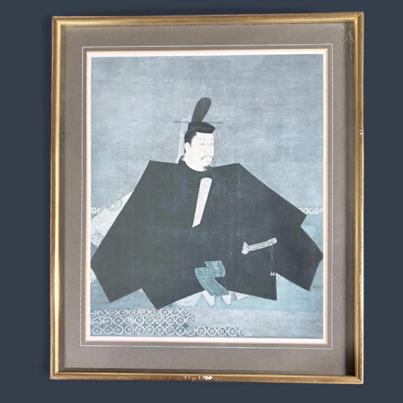 Vintage Japanese Art Print – First Shogun Portrait | Framed Gold-Toned Wall Art