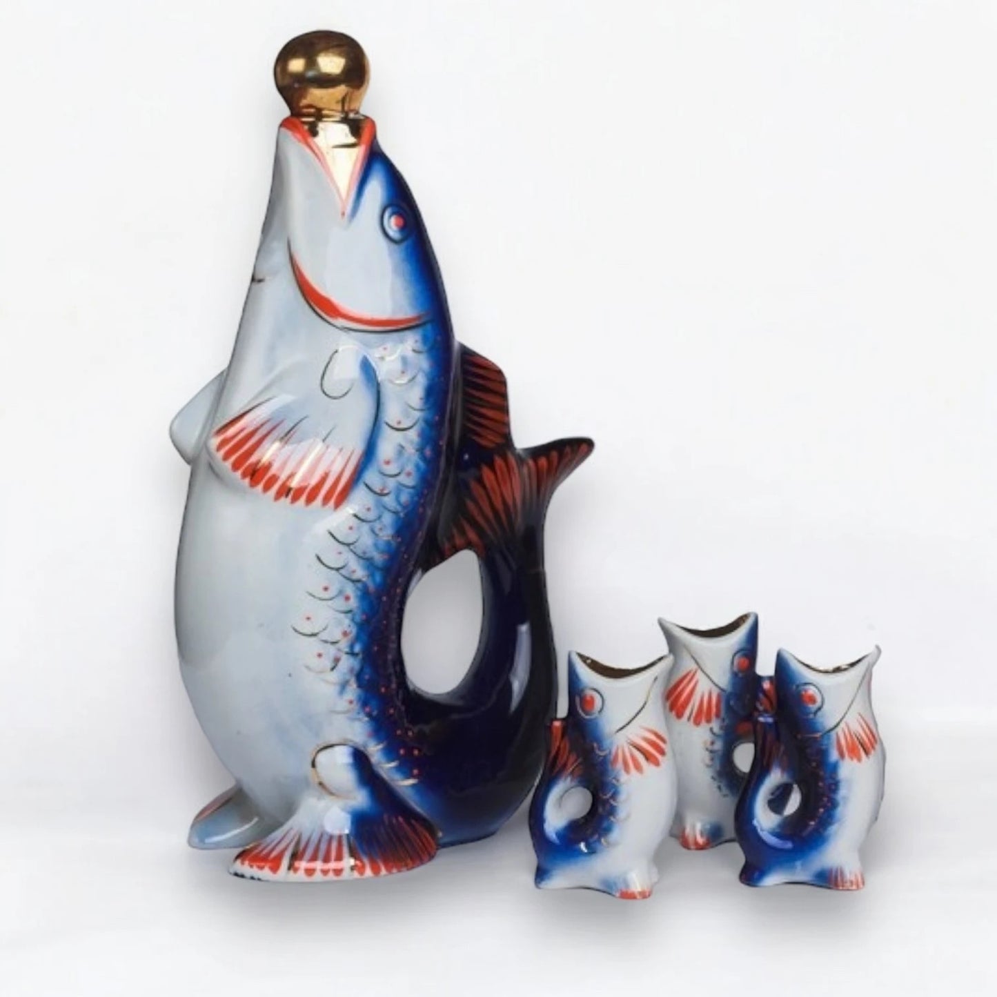 Vintage 1970s USSR Fish Decanter Set