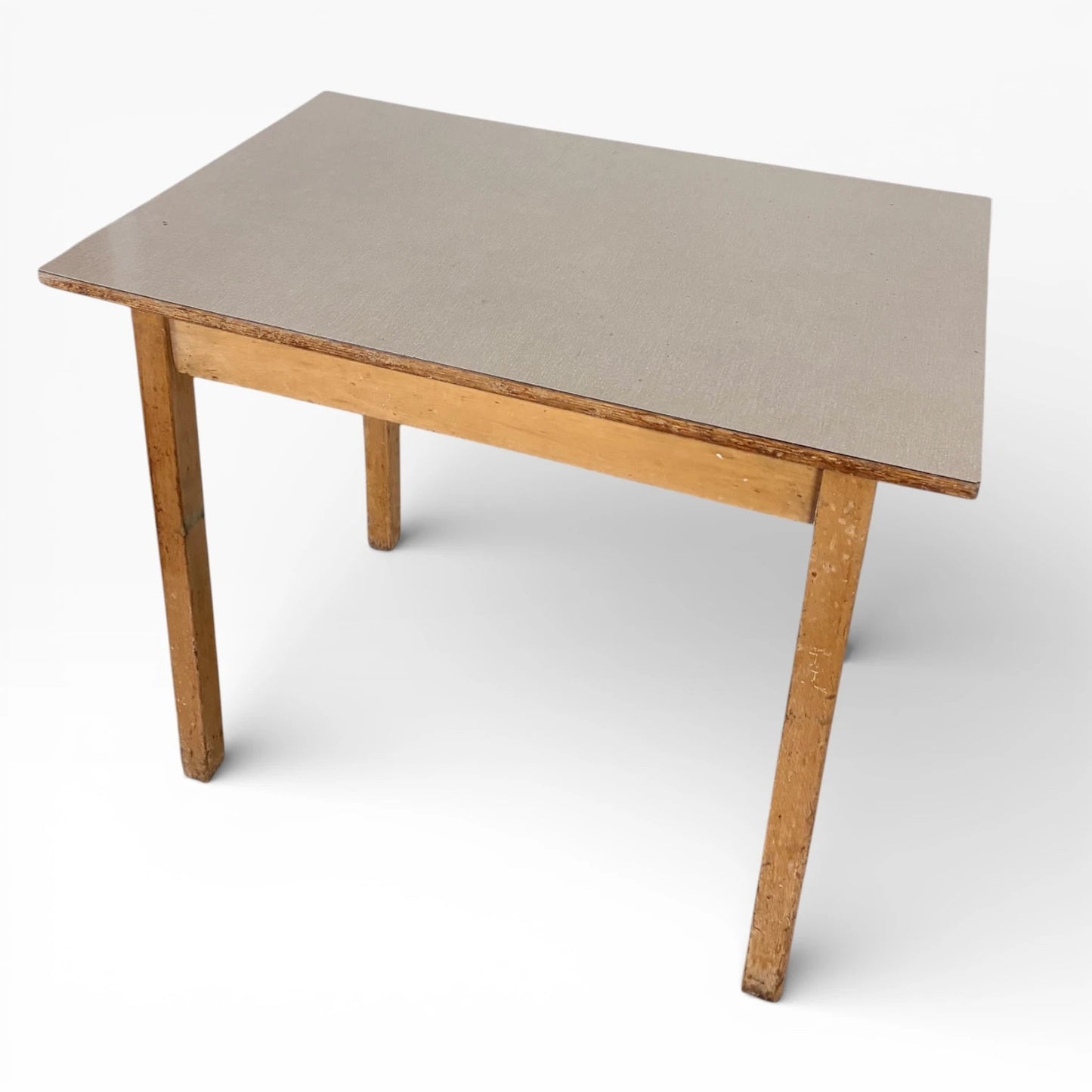 Mid Century Dining Table - Vintage Taupe Formica Top | Solid Wooden Legs