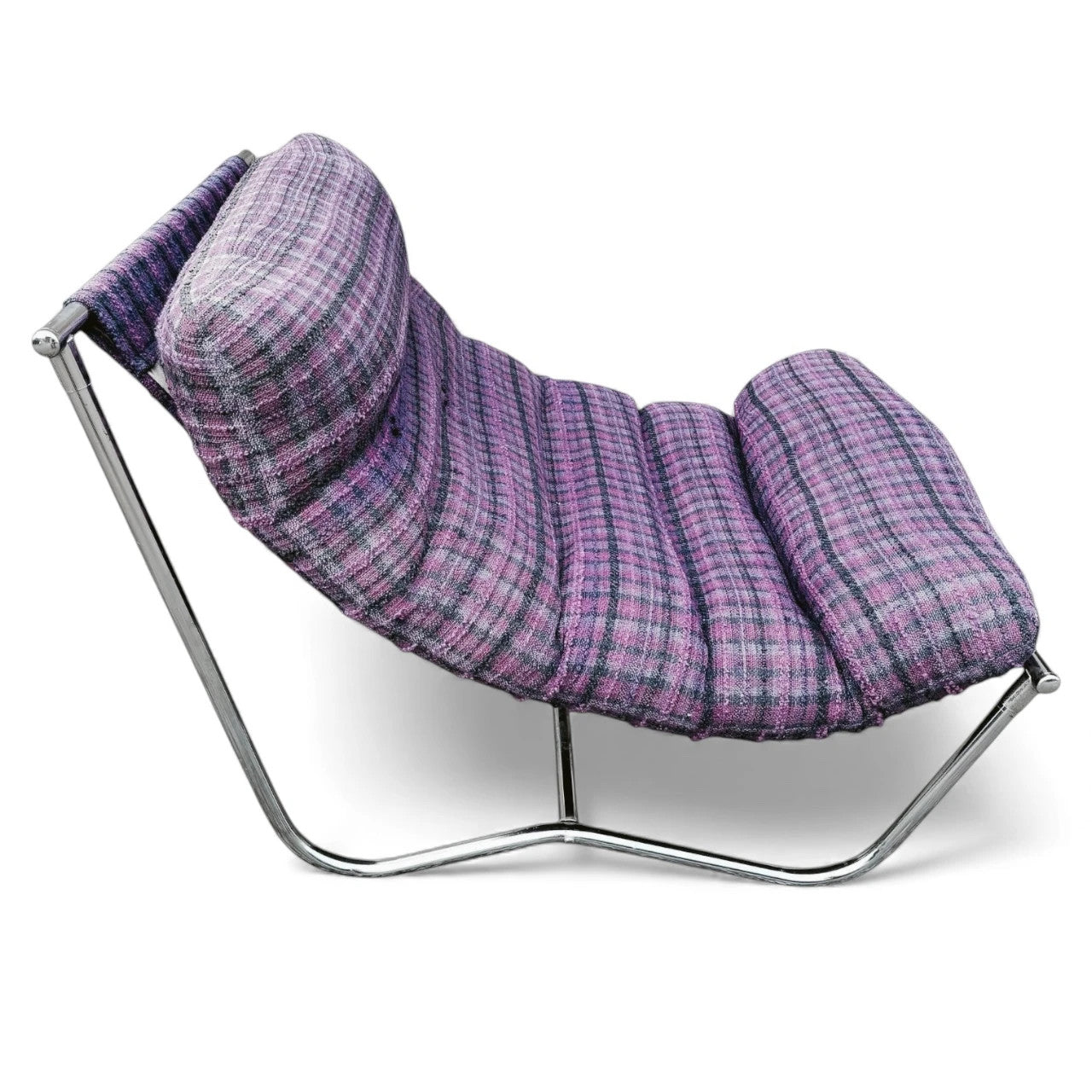 1970s Sling Chair in the Style of Peter Hoyte / Gillis Lundgren Mid-Century Chrome Lounge Chair
