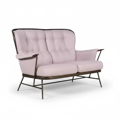 Ercol Everest Sofa – Two-Seat Loveseat | Dark Beech Frame, Dusty Pink Upholstery