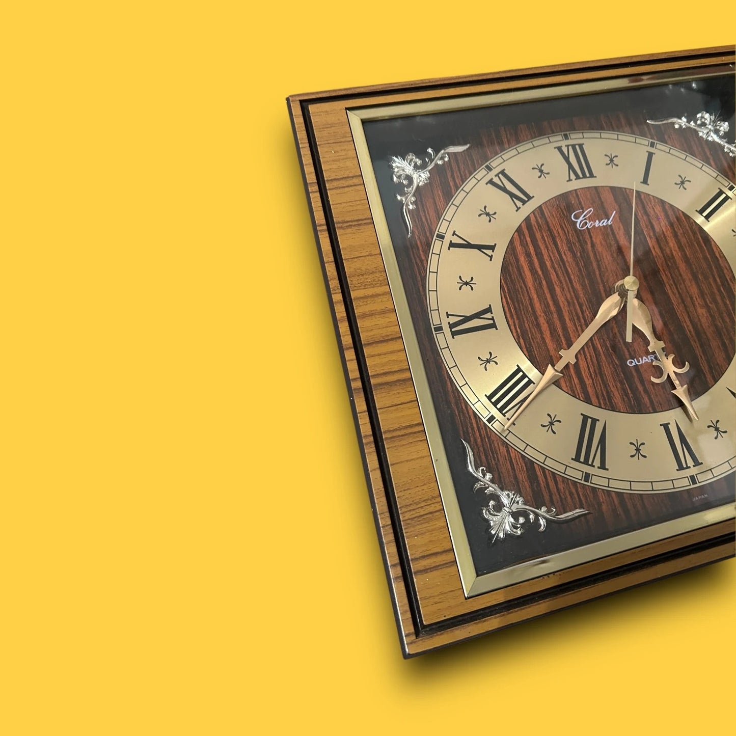 Mid Century Teak Formica Square Wall Clock