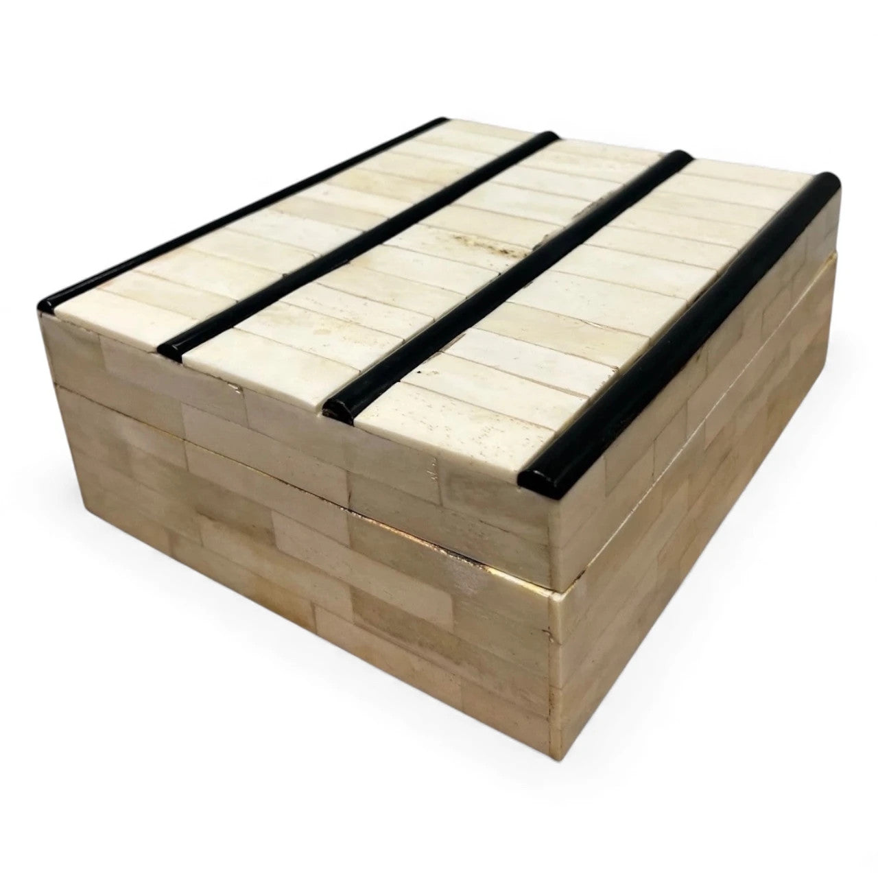 Mid-Century Bone & Ebony Inlay Decorative Box, 1960s