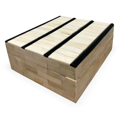 Mid-Century Bone & Ebony Inlay Decorative Box, 1960s