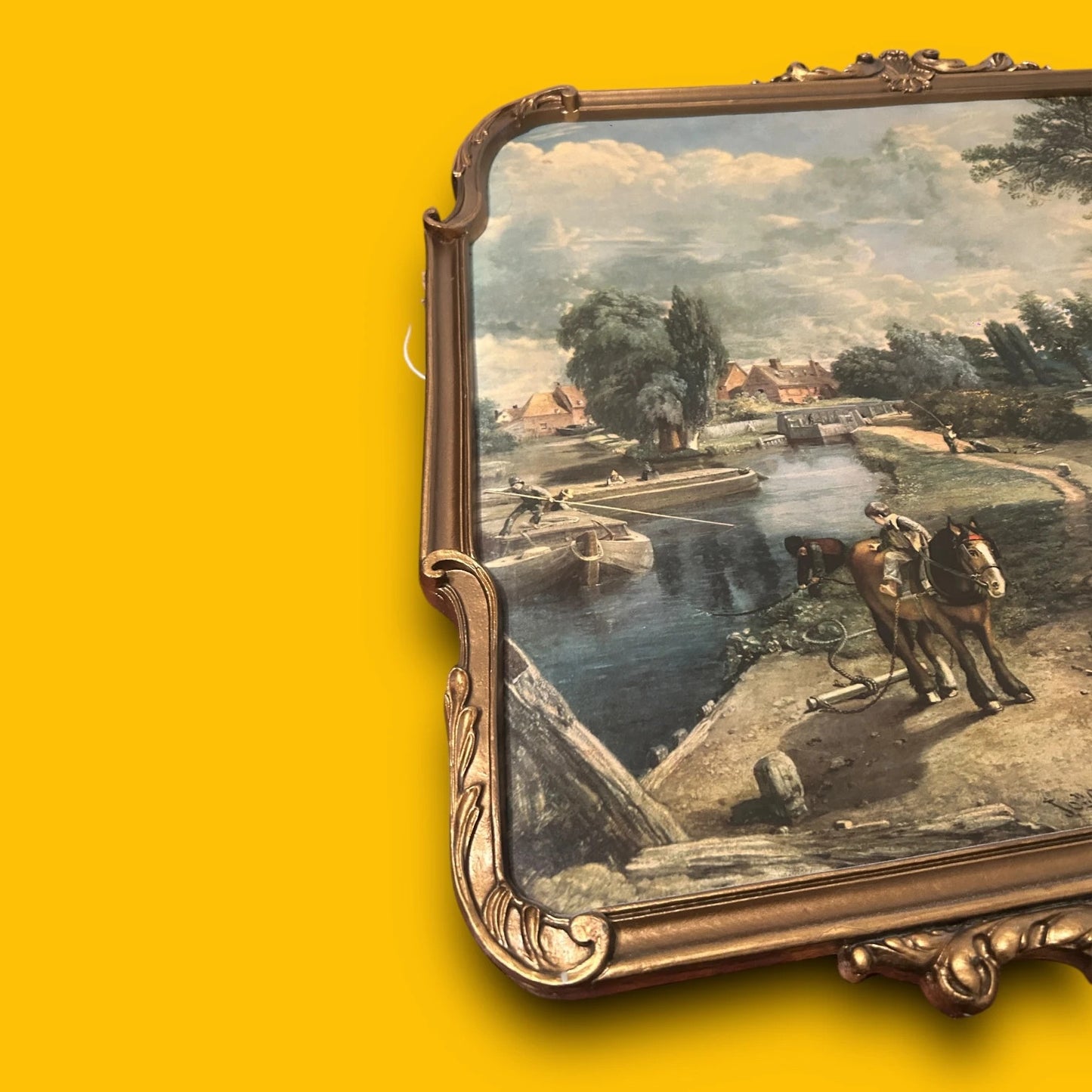 Vintage 1960s John Constable Flatford Mill Landscape Gilt Frame