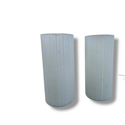 Vintage 90s Pair of Ikea Glass Cylinder Table Lamps
