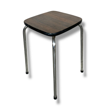 Mid Century Modern Belgian Formica and Chrome Pair of Table Stools