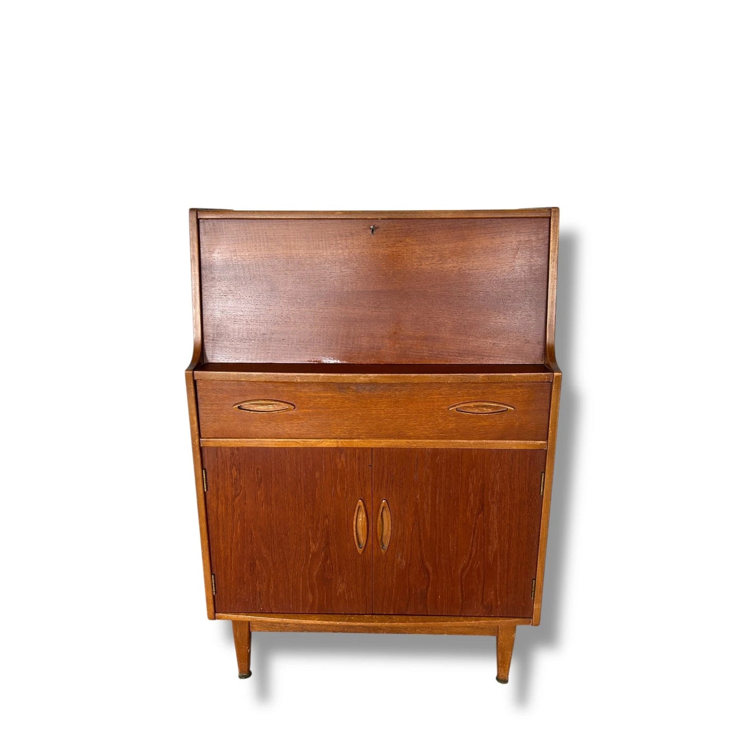 Mid Century Modern Jentique Teak Writing Desk Bureau Cabinet