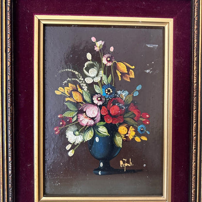 Vintage 1960s Still Life Flowers Art Painting