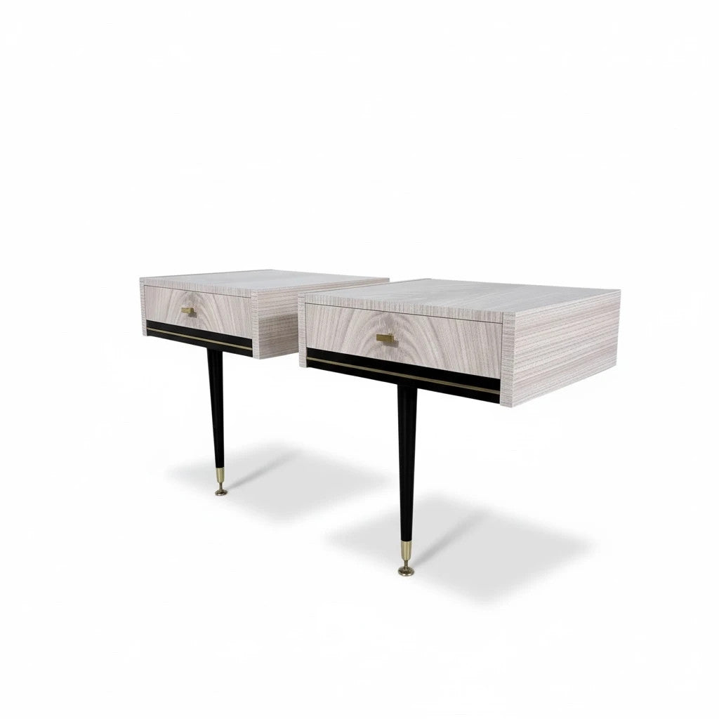 Mid-Century Floating Bedside Cabinets – Pair of Formica Nightstands