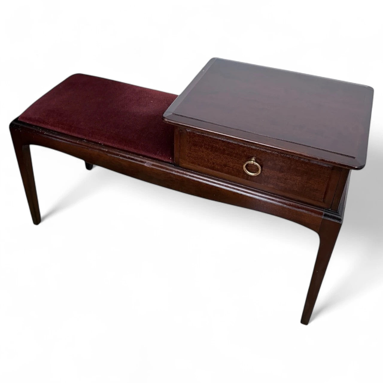 Stag Mahogany Telephone Table | Mid-Century Hall Seat with Drawer