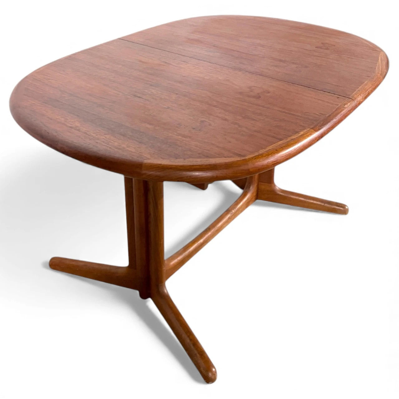 Mid Century Dining Table – Danish Teak Oval Extending Table with Double Leaves — view 2