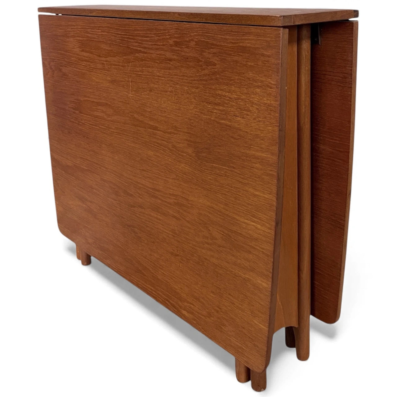 Vintage Teak Dining Table - Mid Century Folding Drop Leaf Table With Elegant Tapered Legs