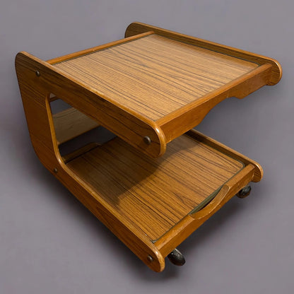 Mid Century Space Age Wood Drinks Trolley